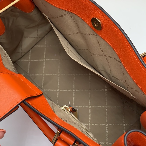 Michael Kors Hamilton Medium Leather Satchel Poppy  color - Picture 12 of 16